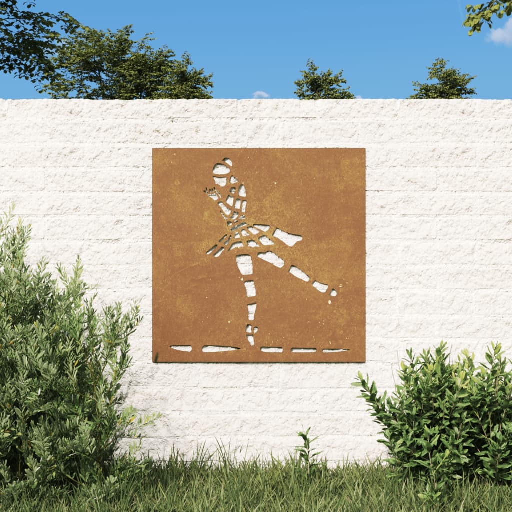 Garden Wall Decoration 55X55 Cm Corten Steel Ballet Dancer Design